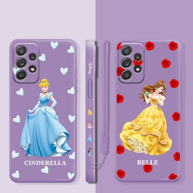 

Belle Princess Square Liquid Silicone Case For Samsung Galaxy A73 A71 A72 A12 A21s A22 A23 A31 A32 A51 A52 A52s A53 A02s Shell