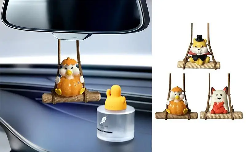 

Swing Animal Car Pendant Cute Swinging Duck Dog Fox Car Ornament Driving Pleasure Enhancer Rearview Mirror Interior Decoration