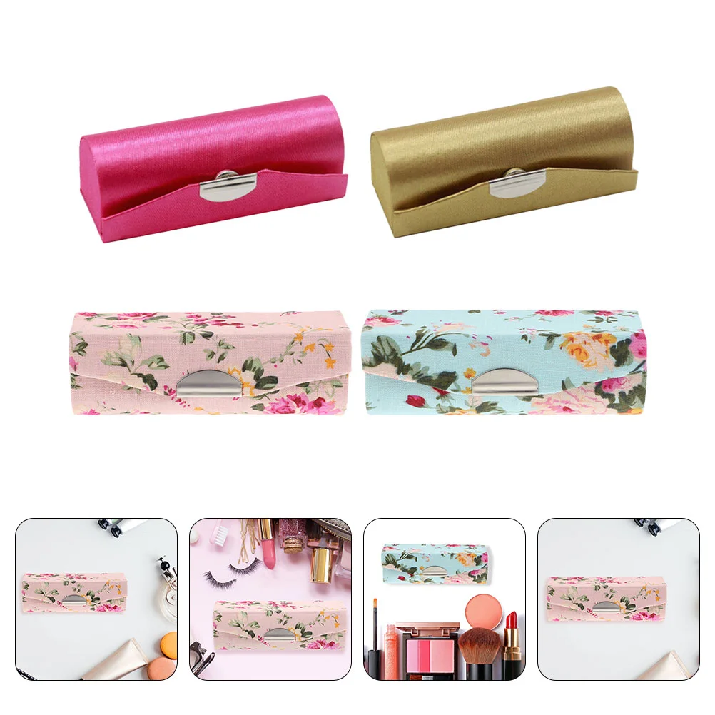 

4Pcs Vintage Embroidered Portable Lipstick Cases Portable Lipstick Storage Boxes