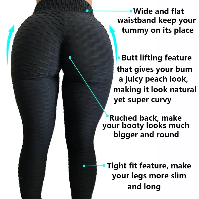 Women's Slim Leggings Stretch Compression Leggings High Waist Running Leggins Honeycomb Textured Stretchy Workout  Yoga Pants