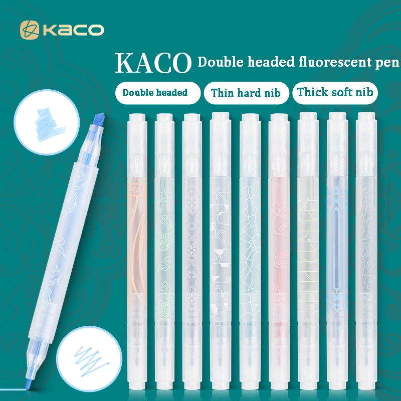 Kaco 5-Pack Aesthetics Double Head Fluorescent Marking Student Painting Coloring Chinese Style Macaron Series Marking Pen