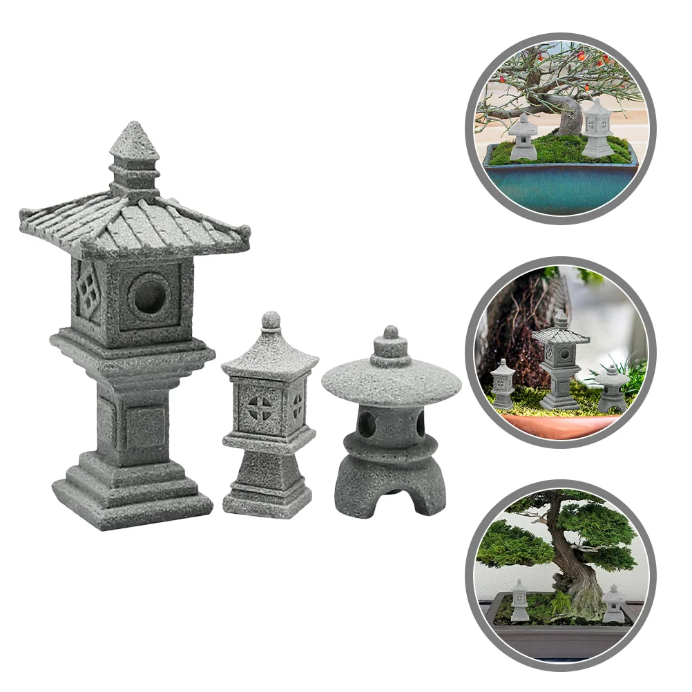

Happy Yami Mini Pagoda Statue Fairy Garden Miniature Hexagon Figurine Japanese Style Pagoda Lantern Flower Vase Micro