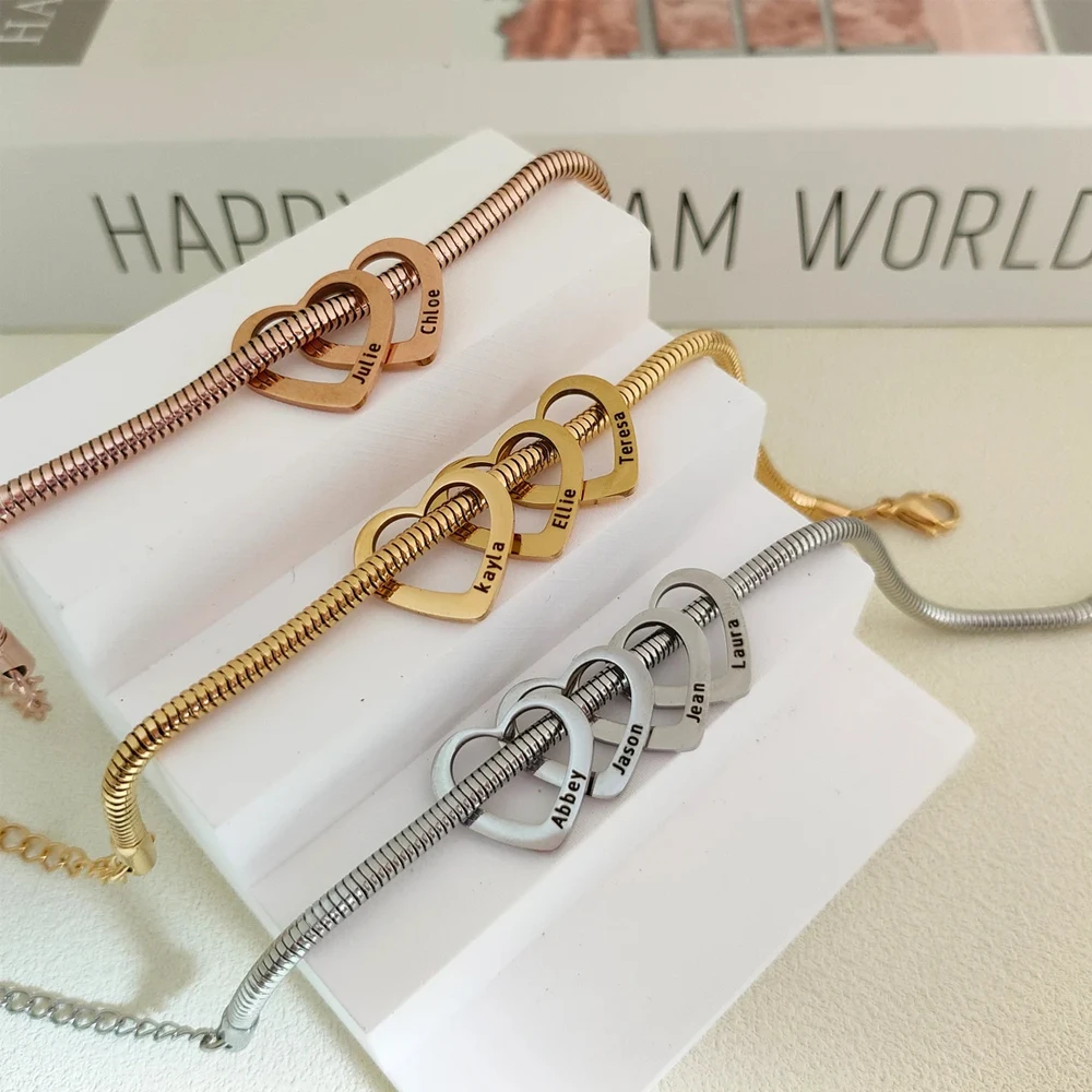 Персонализированный браслет Atoztide с именем сердца нержавеющая сталь для женщин и