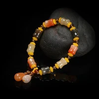 natural colorful jade charm bracelet women fine jewelry accessories real chinese golden silk jade beads elastic beaded bracelets