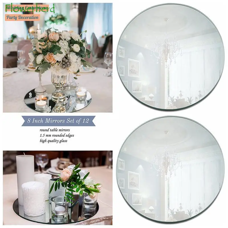 

Round Wedding Mirror Tray Birhday Party Decorations Acrylic Mirror Tray Wedding Tabletop Candle Platter Wedding Decoration