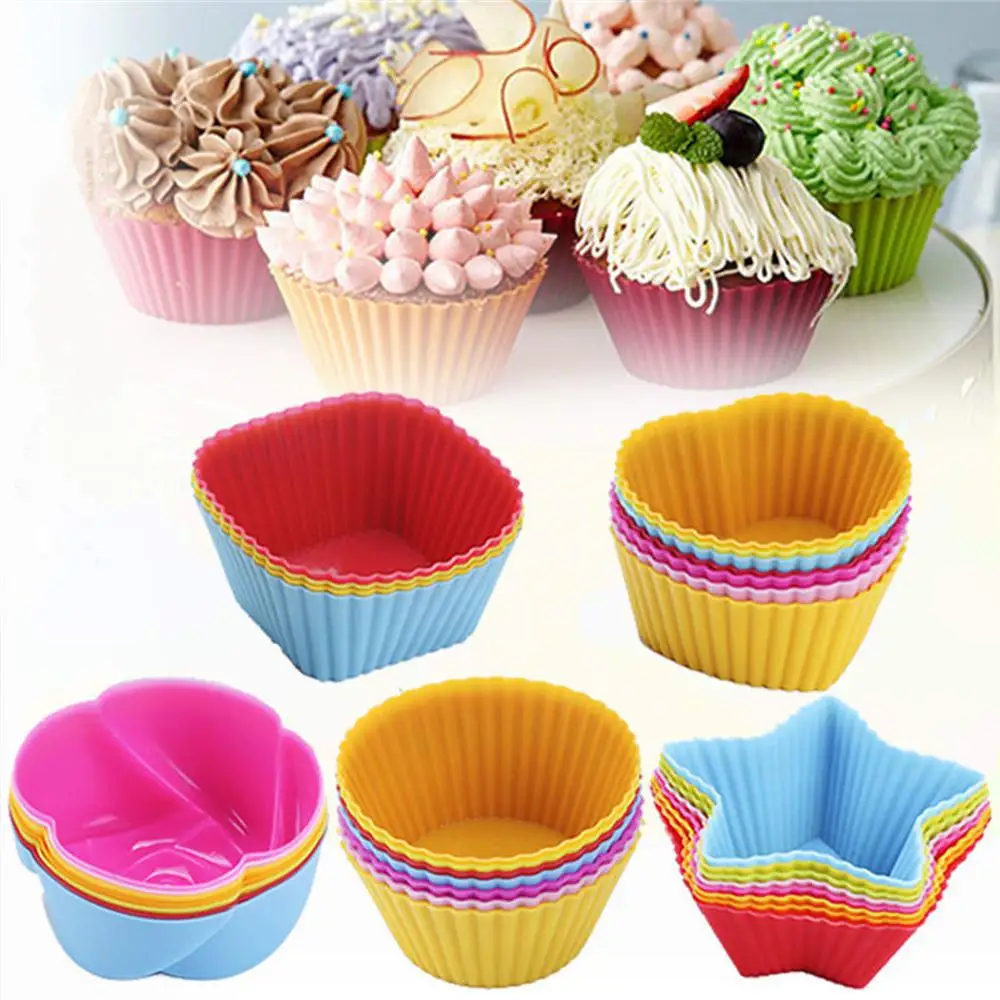 

10PCS Non-Stick Baking Cups Silicone Cupcake Kitchen Baking Mold Silicone Muffin Liners Reusable Cupcake Liners For Muffin Pan