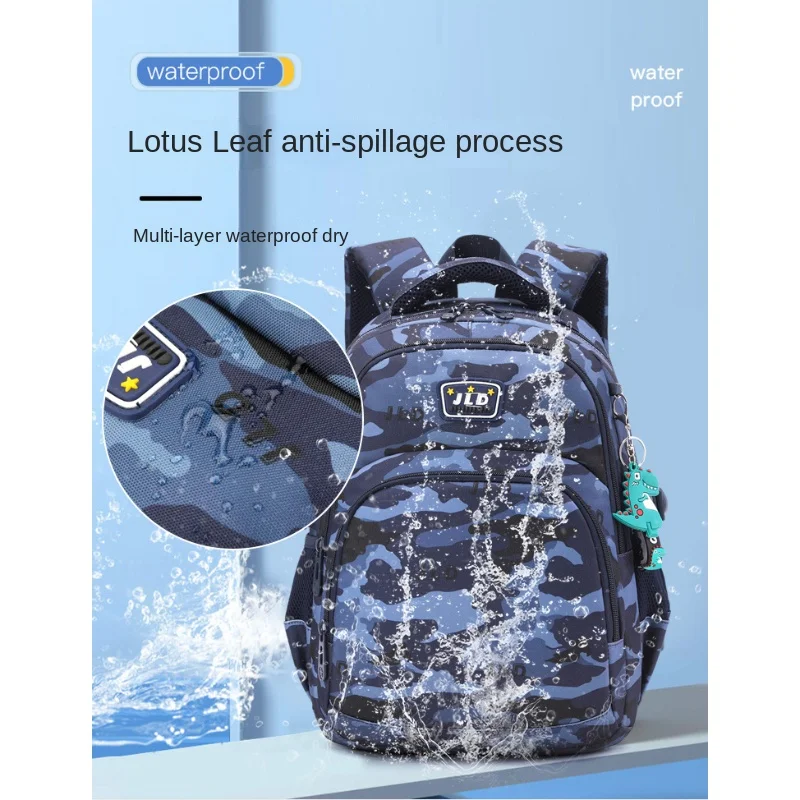Camouflagprinted School Backpack Largecapacity Loadreducing Nylon Children Backpack Breathable Dirt-resistant Boy Backpack