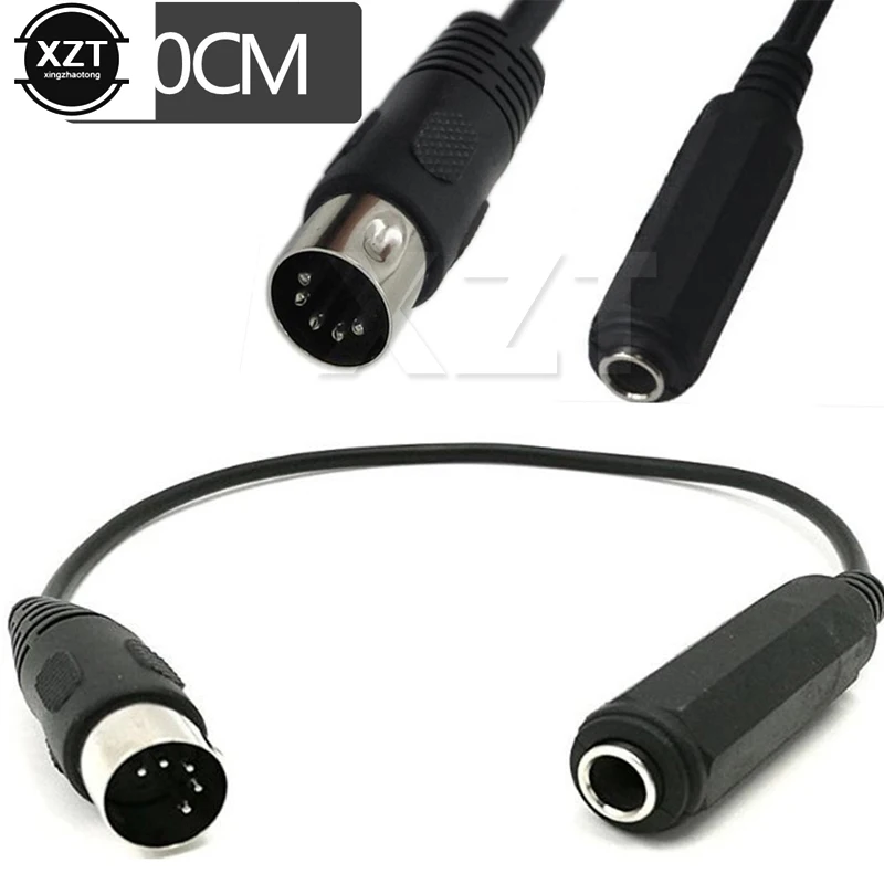 0,3 м стерео аудио удлинитель Кабель MIDI 5 Pin Din штекер к моноцене 6,35 мм 1/4 дюйма гнездо TRS аудио адаптер для MIDI клавиатуры