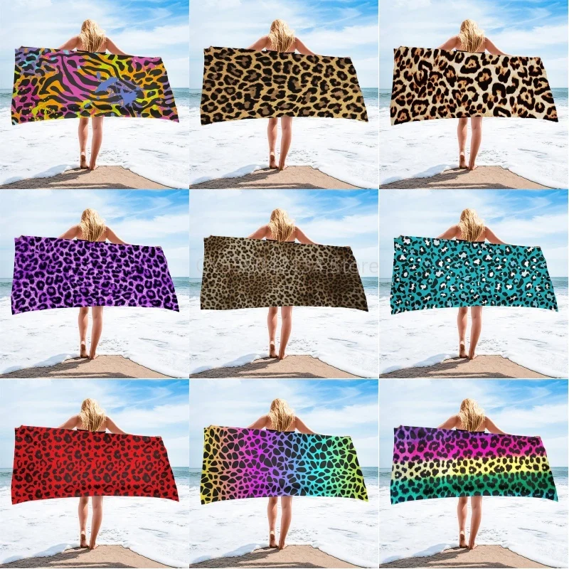 

Модные мягкие банные полотенца с 3D леопардовым рисунком, удобные пляжные полотенца для плавания из микрофибры, полотенце для лица, пляжное ...