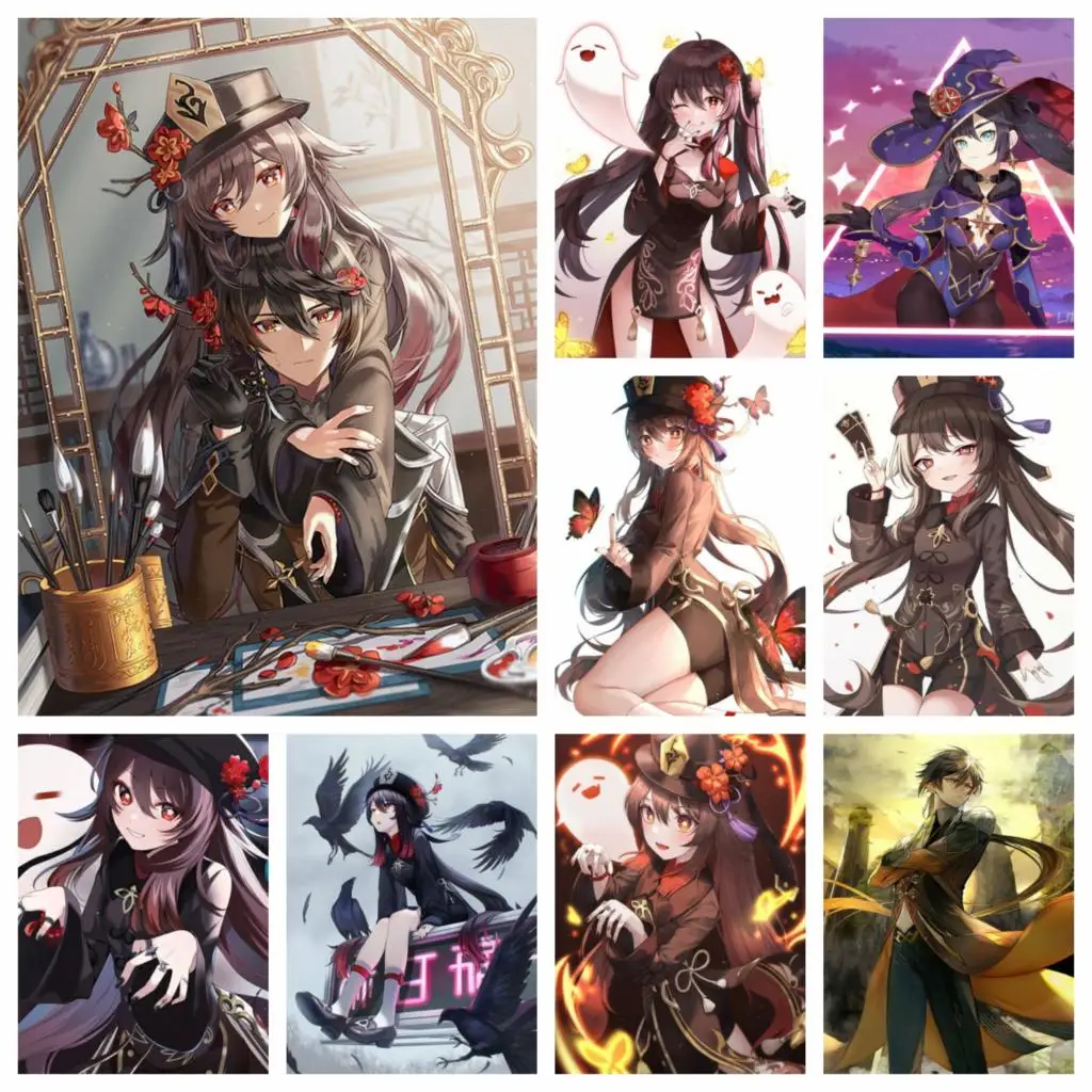 

Video Game Genshin Impact 5D Diamond Painting Cartoon Hu Tao Anime Cross Stitch Kit Mosaic DIY Embroidery Home Decor Art