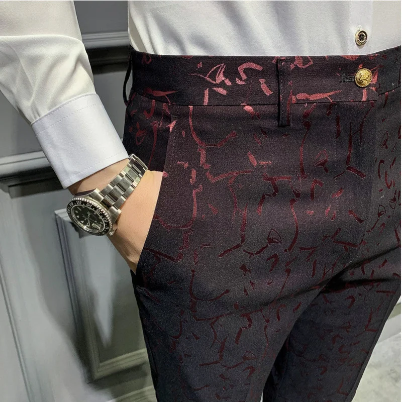 

Pantalon Hombre Vestir Autumn Social Perfume Men Dress Pants Slim Fit Casual Mens Trousers Office