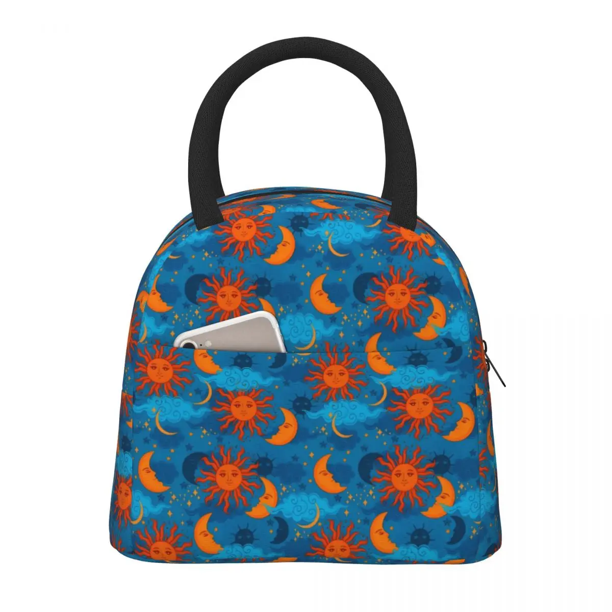 

Sun Moon Lunch Bag Celestial Stars Vintage Lunch Box For Girls Picnic Portable Insulated Cooler Bag Print Thermal Lunch Bags