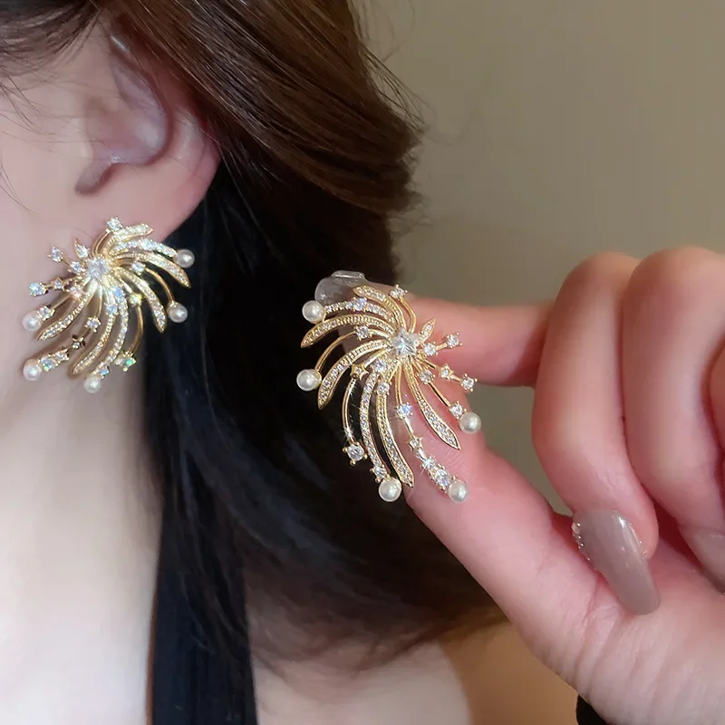 Minar стильные серьги-капли с кубическим цирконом и имитацией жемчуга фейерверка