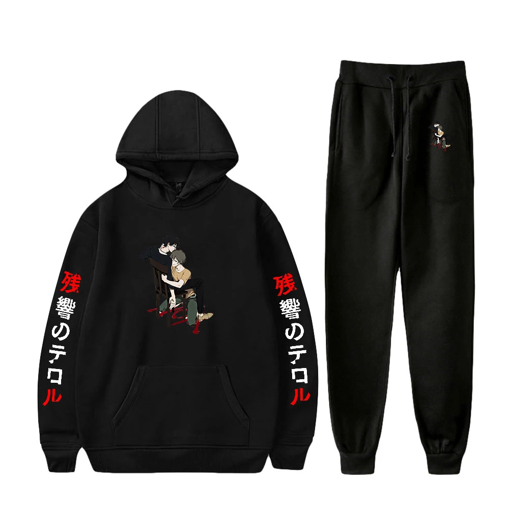 

Zankyou no Terror Two Piece Set Women Men Pullover Hoodies+Jogger Pants Harajuku Anime Streetwear Fashion Clothes