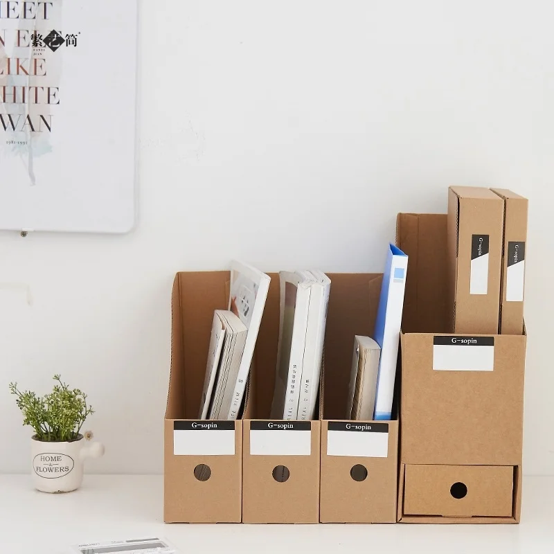

Office Gadgets Paper Organizers For Desk Desk Kraft Paper Drawer Organizer For Document Simple Bookcase Data Basket