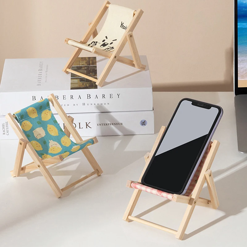 1Pc Cute Creative Desktop Mini Beach Chair Stand Can Be Used As Decorative Ornaments Foldable Lazy Drama Mobile Phone Holder images - 6
