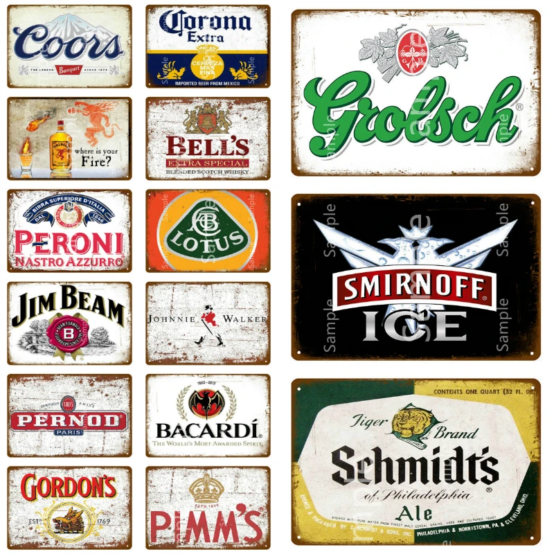 

Drinks Beer Metal Plaque Vintage Tavern Poster Tin Sign Home Wall Decor Bar Pub Club Man Cave Decorative Plates YL123