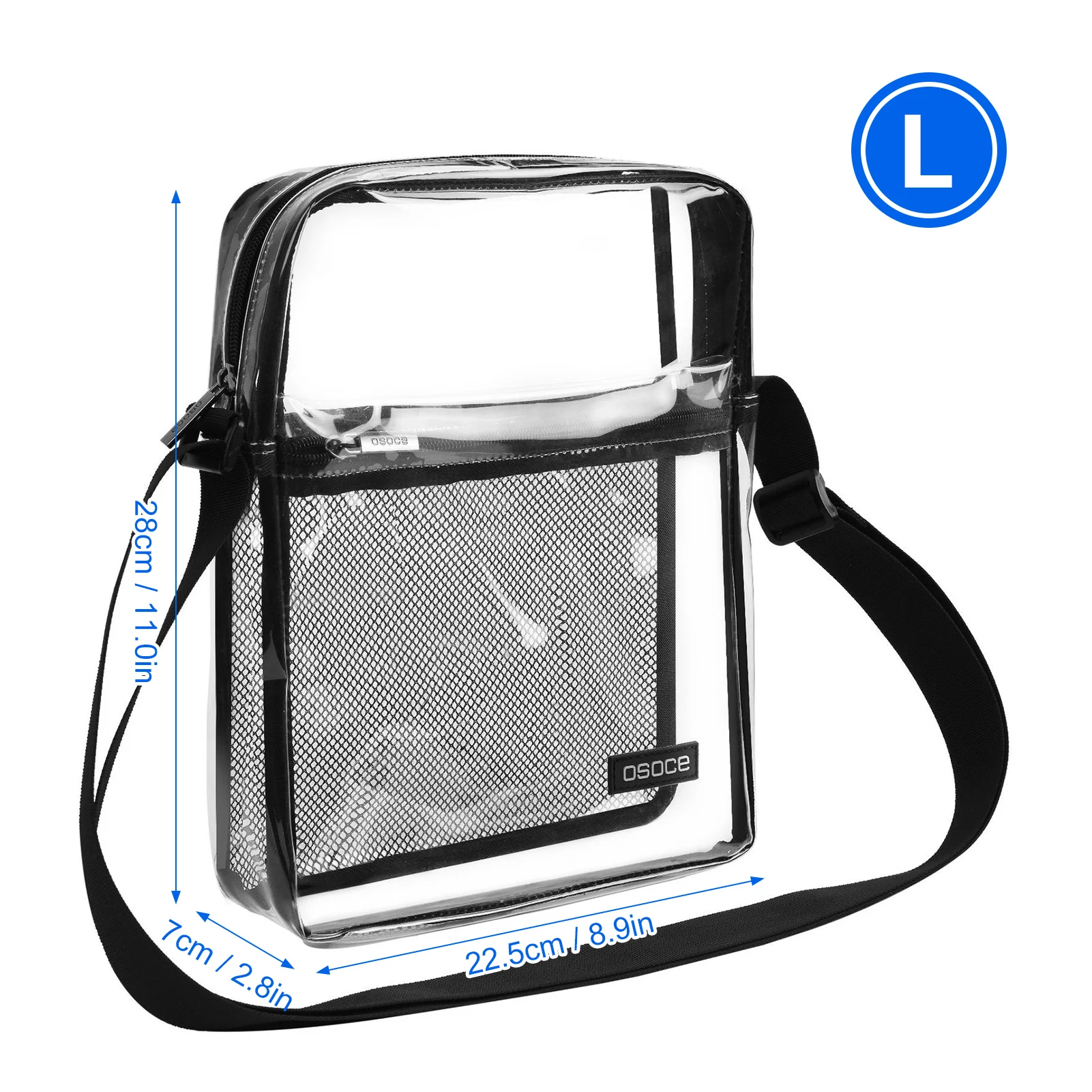 

Transparent Crossbody Bag Men Women Clear Shoulder Bag for Sports Travel Shopping