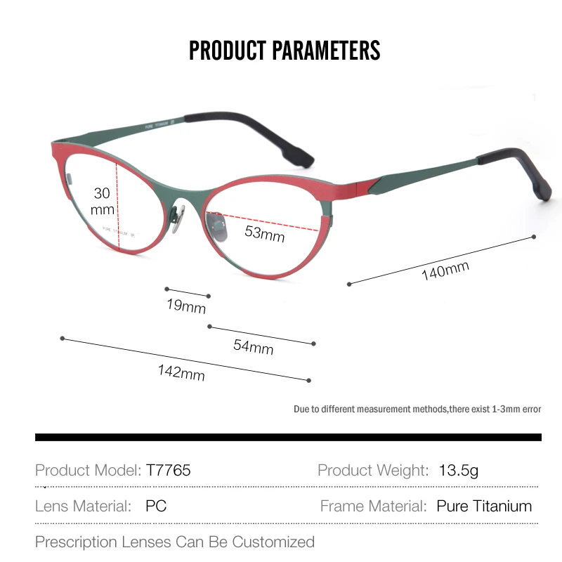 Женские очки кошачий глаз из чистого титана оправа для очков женские ретро