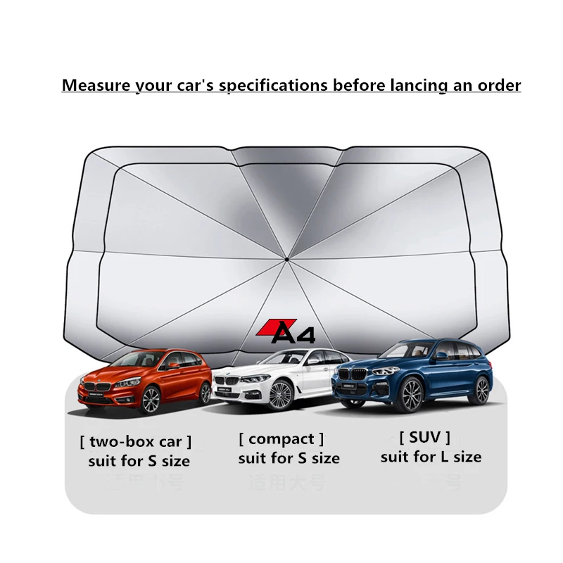 

Car Logo Foldable Sun Umbrella Windshield UV Sun Shade Umbrella For Audi A3 A4 A5 A6 A7 A8 Q3 Q5 Q7 Q8 Car Interior Accessories