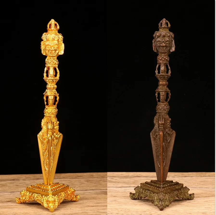 

Brass Vajra Pestle Tibetan Buddhism Conquering Demon Pestle Utensil Zen Dharma Vessel Feng Shui Decoration Metal Crafts
