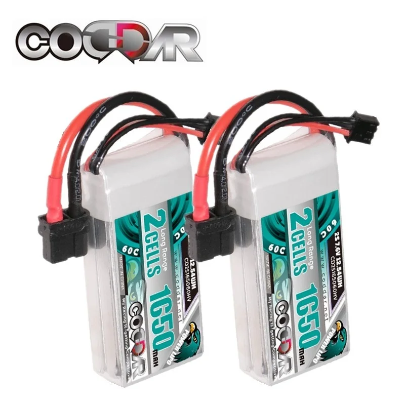 

2/4PCS CODDAR 7.6V 2S RC Lipo Battery 1650mAh 60C with XT60 Plug for RC Airplane DIY Quadcopter Helicopter Drone FPV Parts