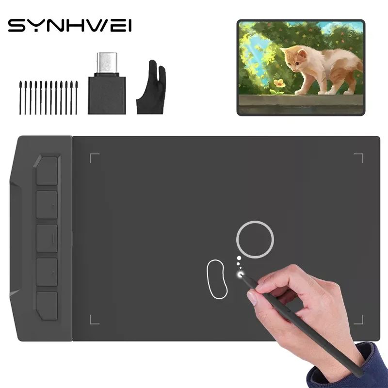 

SYNHWEI X1 6 inch Graphics Tablet For Drawing Writing Osu Game 8192 Level Battery-Free Pen Digital Tablet Windows Android Mac