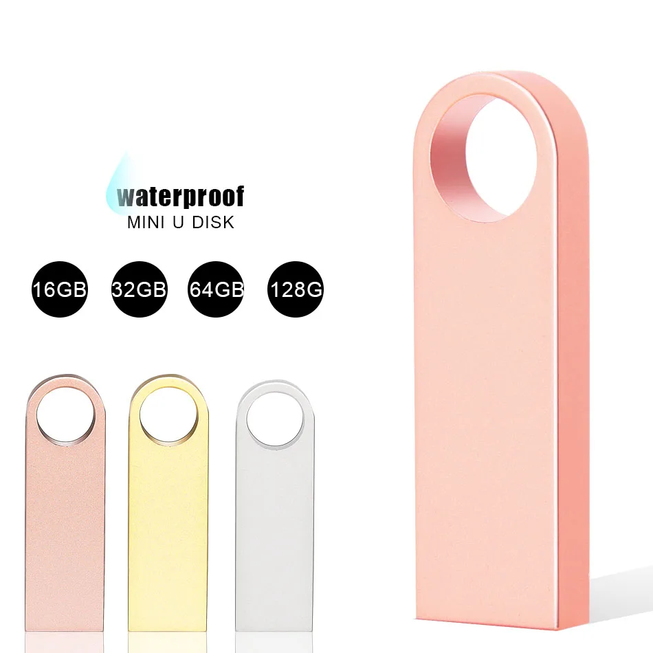 

new usb flash drive 64GB 32GB 16GB 8GB 4GB pen drive pendrive flash drive waterproof silver u disk memoria cel usb stick gift