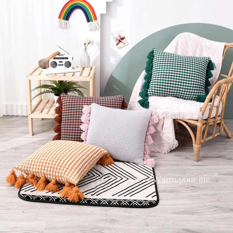 Наволочка в стиле бохо для диванной подушки Длинная кисточка марокканская