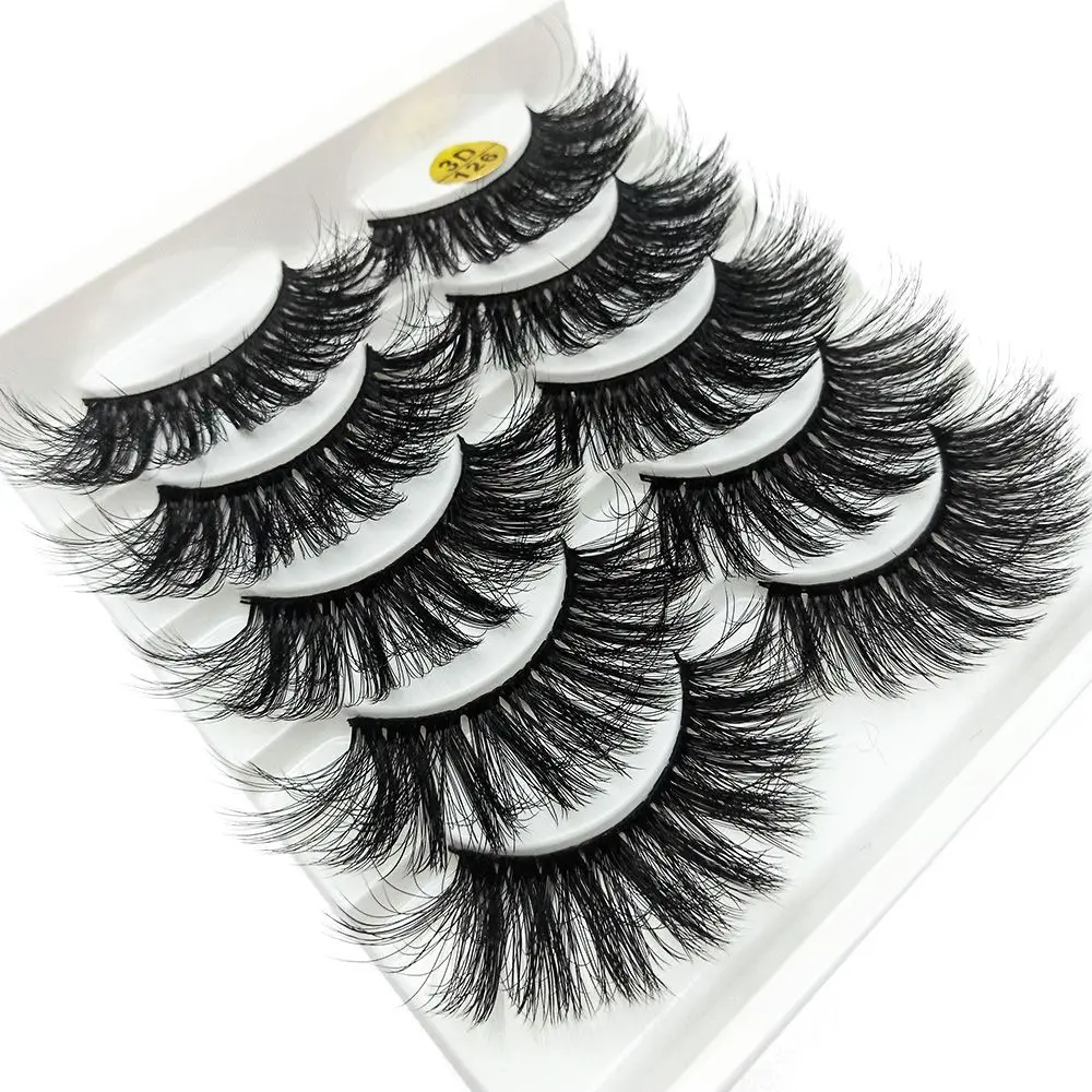 

SKONHED 5 Pairs Woman Fluffy Natural Wispy Flared Crisscross False Eyelashes 3D Faux Mink Hair Eye Lash Extension