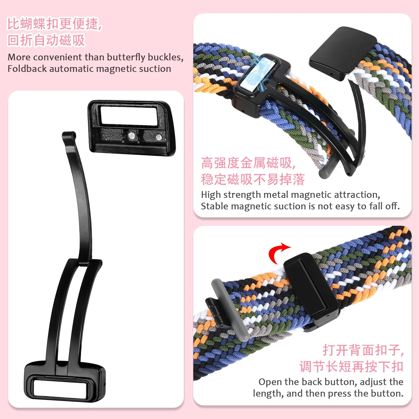 Фото Нейлоновый ремешок для Xiaomi Band 10 Pro/8 Pro/9 Pro, плетеный ремешок с магнитной застежкой, регулируемый для Redmi Watch 4 5 6. №2