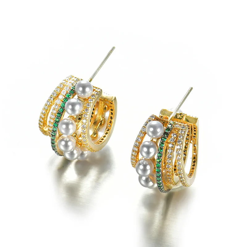 

Korean Elegant Circle Crystal Earrings for Women Girls Rhinestone Geometric Ear Clip Jewelry Gifts