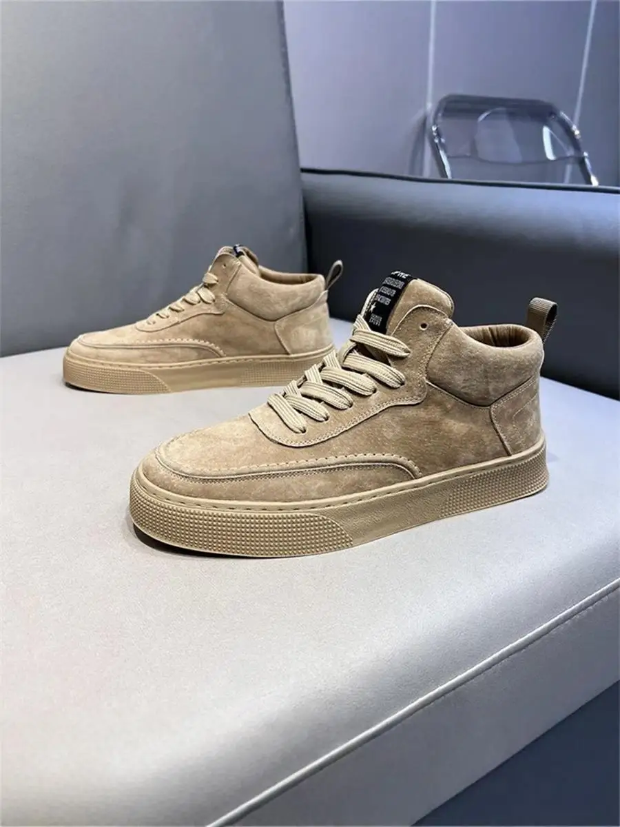 Ozhouzhan Autumn New High-Top Men's Shoes Matte Leather Trendy Fashion Casual Board Simple