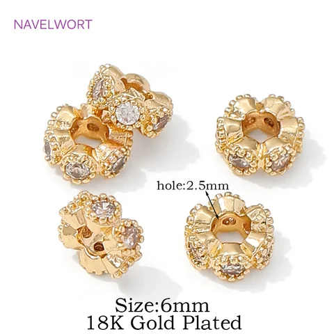 Разделители для бусин NAVELWORT золотые 6 мм