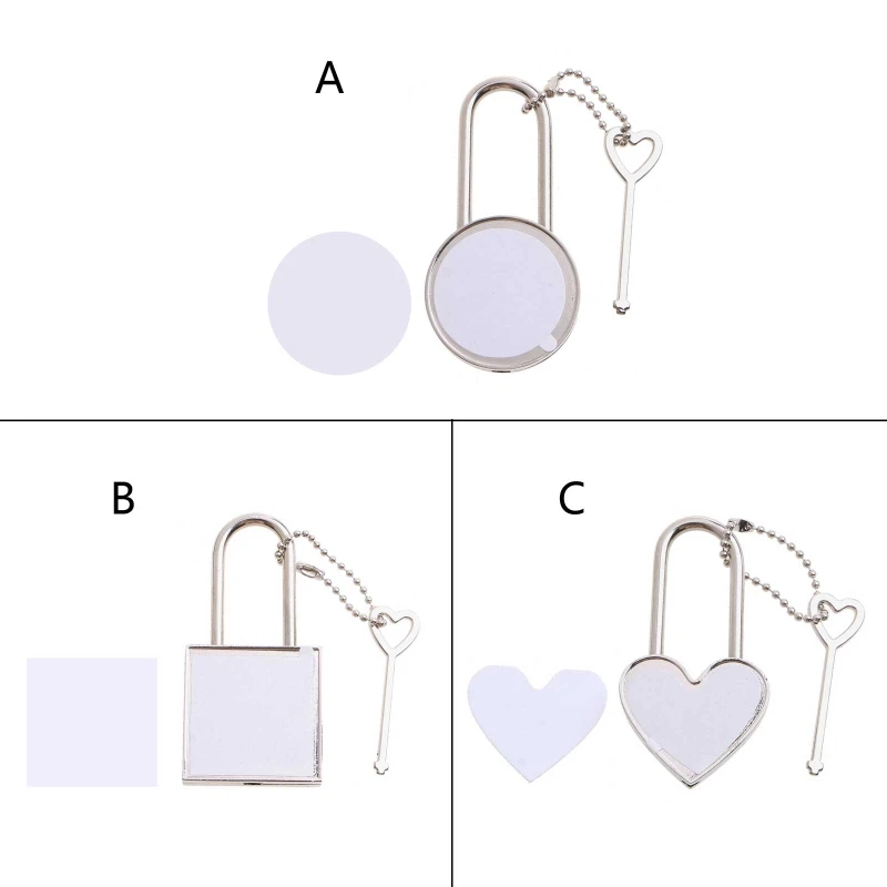 

Square Round Heart-shaped Lock Head Pendant Keychain Gift for Christmas Day