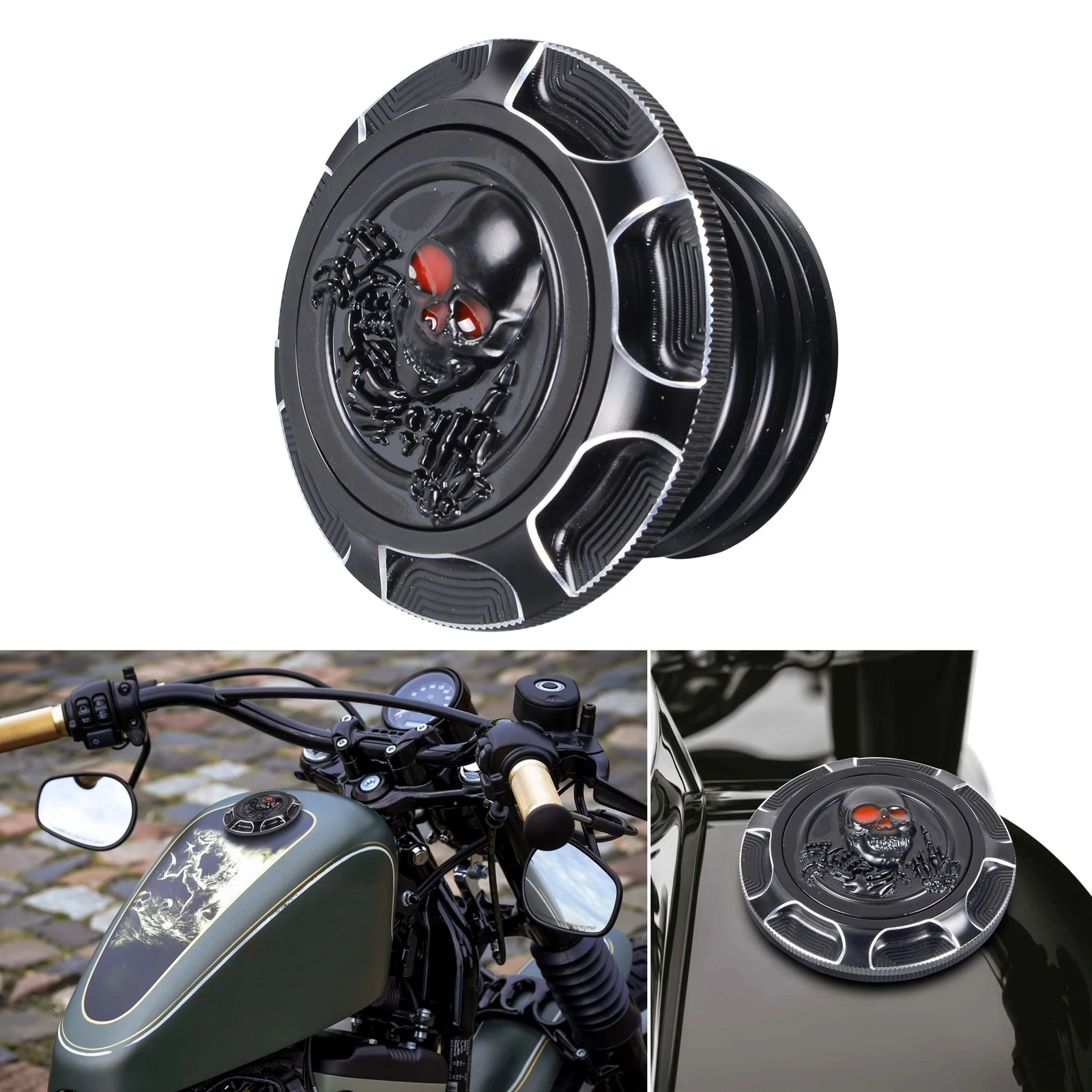 

3D Motorcycle Tank Cover CNC Aluminum Fuel Gas Decorative Oil Cap for Harley Sportster XL 1200 883 X48 Dyna Touring Road King