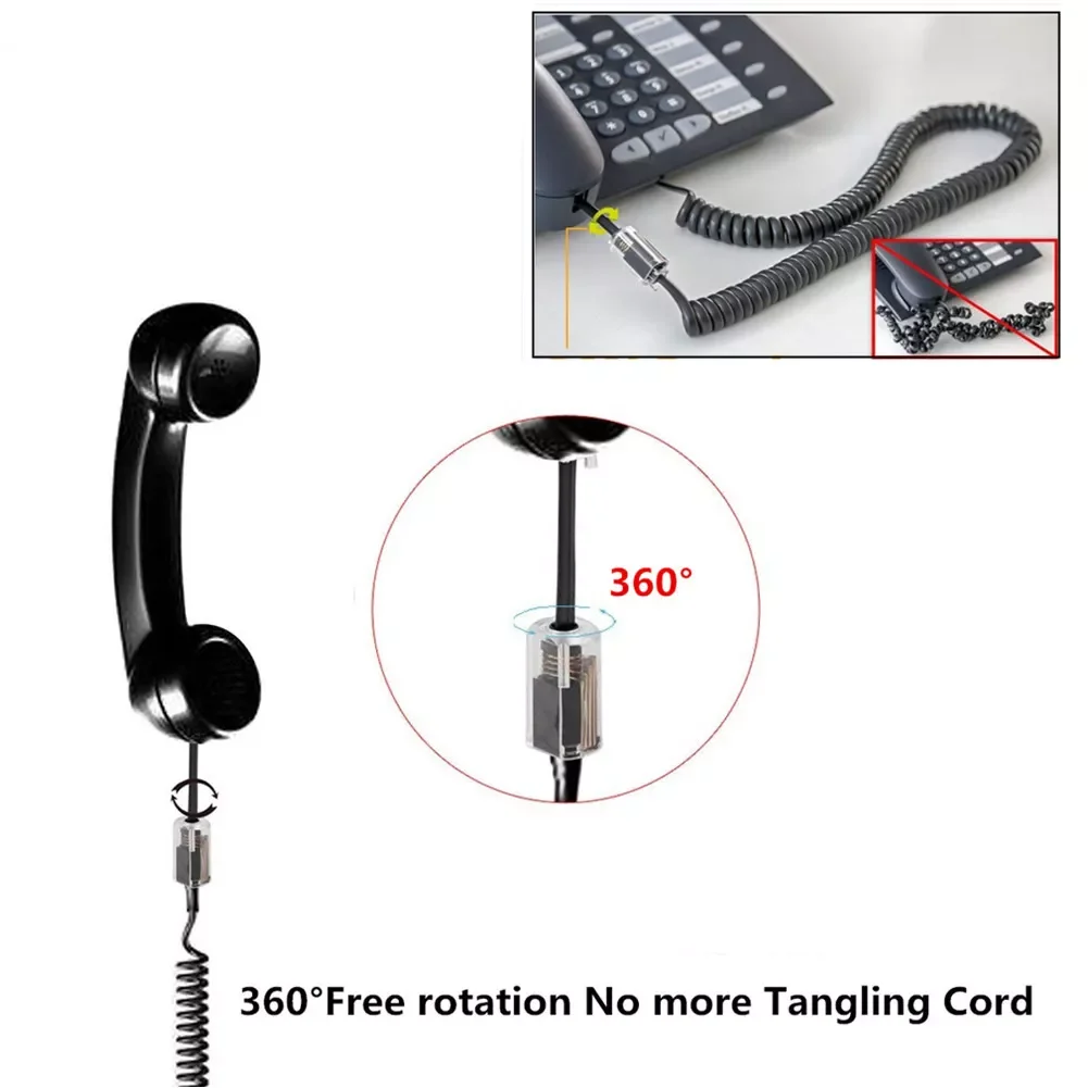 

The new2pcs Handset Coil Telephone Cable Detangler Handle Office Anti Winding Electrical Equipment Extended 360 Degree Rotating