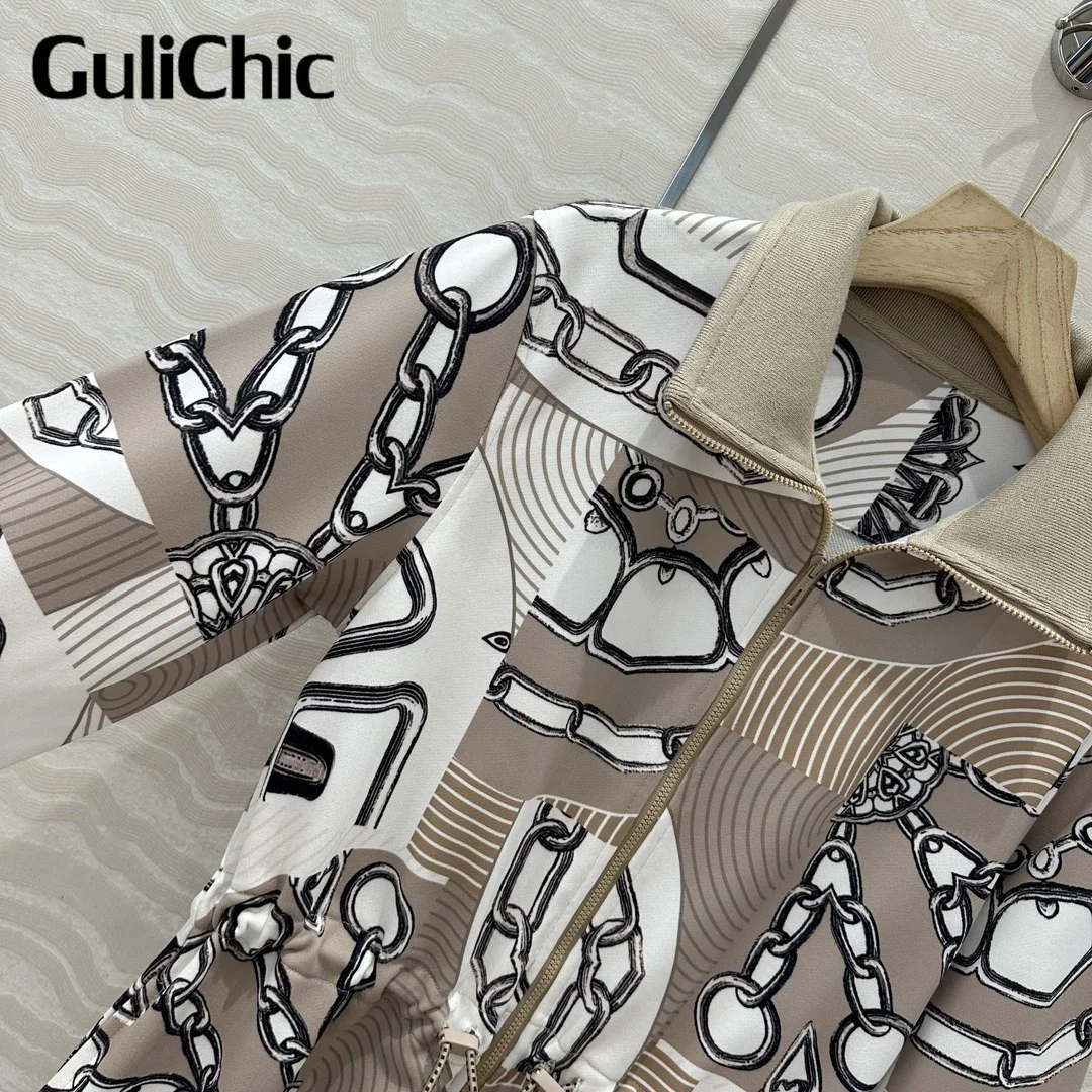 10.21 GuliChic женское спортивное платье с цепочкой и принтом воротник-стойка двойная