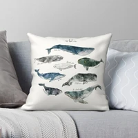 whales square pillowcase polyester linen velvet creative zip decor car cushion cover 1818 inch