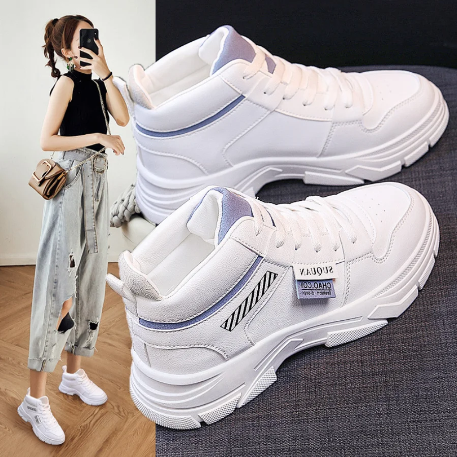 

Women Chunky Sneakers Ladies Running Shoes Fashion New Female White High Help Platform Thick Sole Casual Woman Vulcanize Shoes
