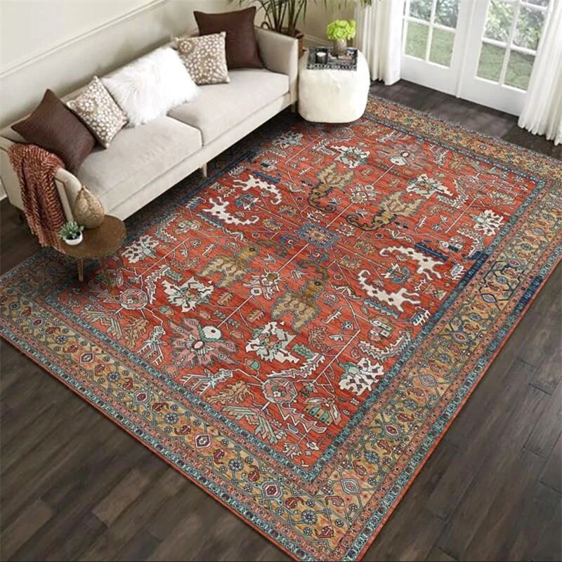 

Ethnic Carpets Persian Vintage Carpet for Living Room Bedroom Mat Non-Slip Area Rugs Absorbent Boho Doormat Morocco Retro Carpet