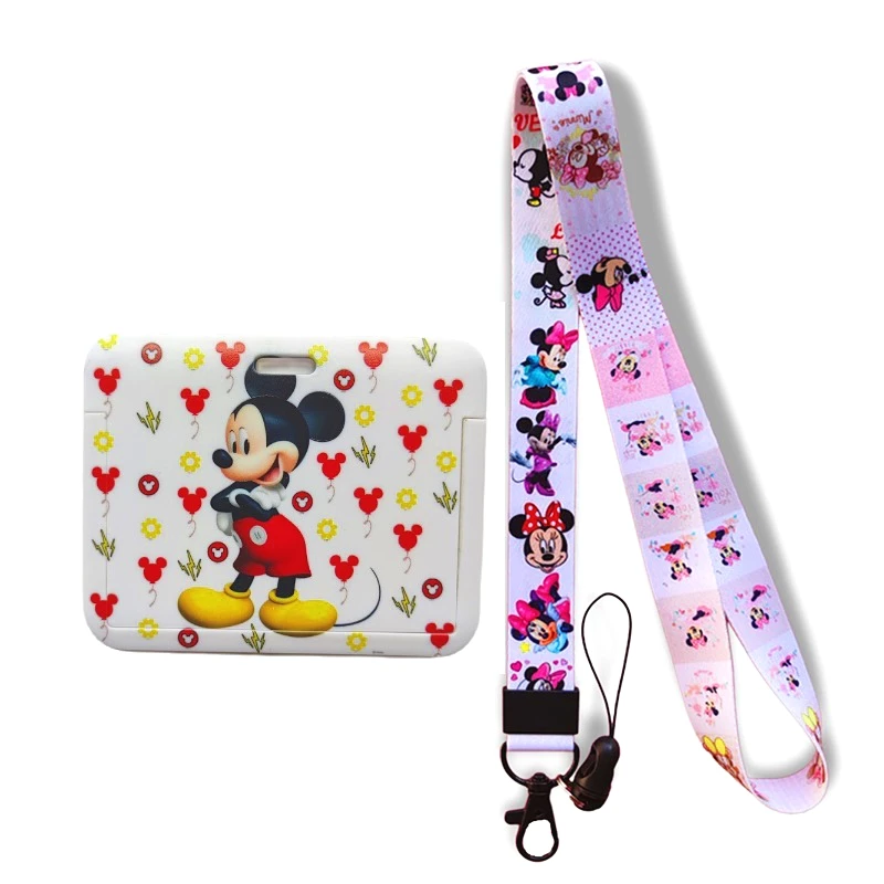 

Disney Mickey Minnie Women's Cute ID Card Holders with Cool Neck Lanyards ID Badge Holder ,ID Card Key Wallet for Teens Nurse