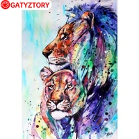 gatyztory oil painting by numbers for adults picture drawing tiger animal diy gift paint by numbers living room decoration