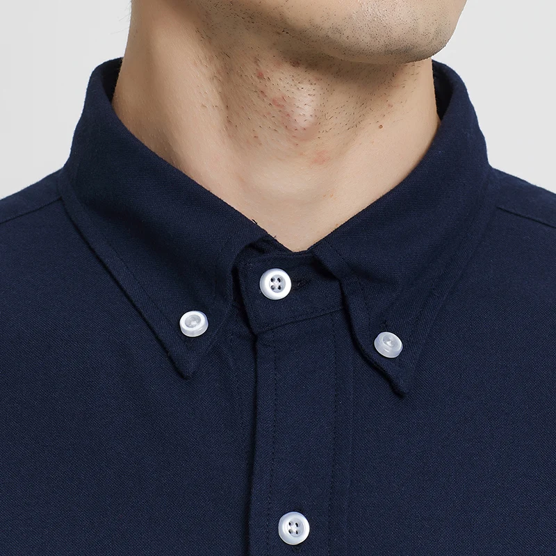 TB THOM Men's Shirt Navy Fashion Top Brand 4-Bar Gray Stripes Casual Oxford Fine Cotton Long Sleeve High Quality Women's Shirts