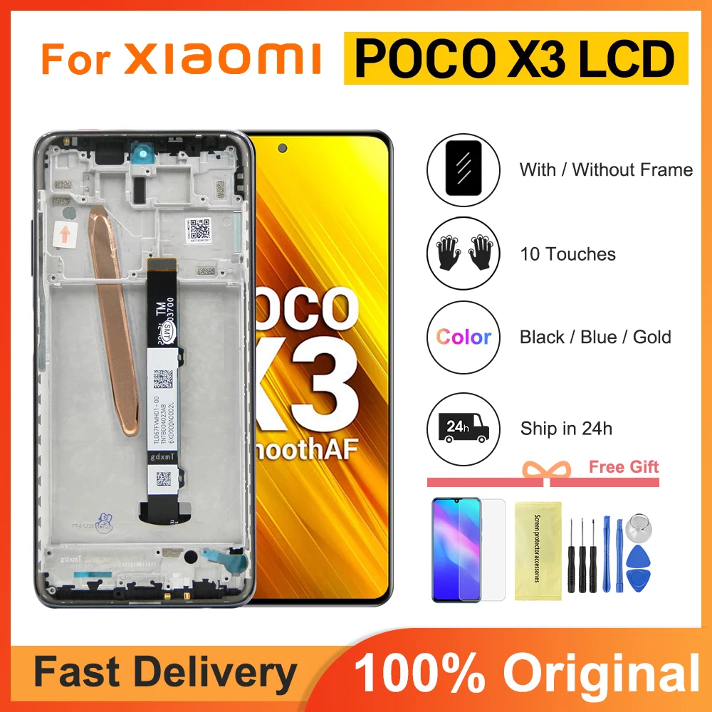 

Original 6.67'' Display For Xiaomi Poco X3 NFC LCD With Touch Screen Digitizer Assembly for Xiaomi PocoX3 lcd Display M2007J20CG