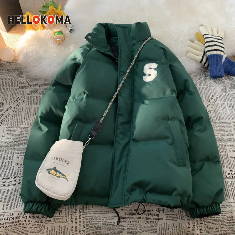 

Темно-коричневое однотонное плотное хлопковое Стеганое пальто, Брендовая верхняя одежда в Корейском стиле с аппликацией, свободная водола...