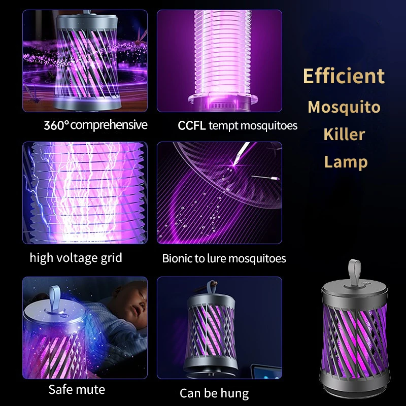 Лампа-убийца от комаров с электротоком безшумная уличная лампа USB-зарядкой для