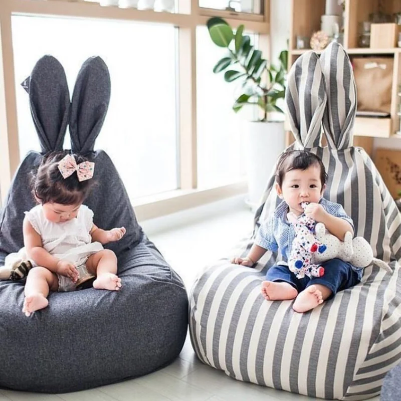 

GY Nordic Stripes Rabbit Ear Lazy Sofa Indoor Pure Cotton Environmental Protection Removable and Washable Leisure Bean Bag Chair
