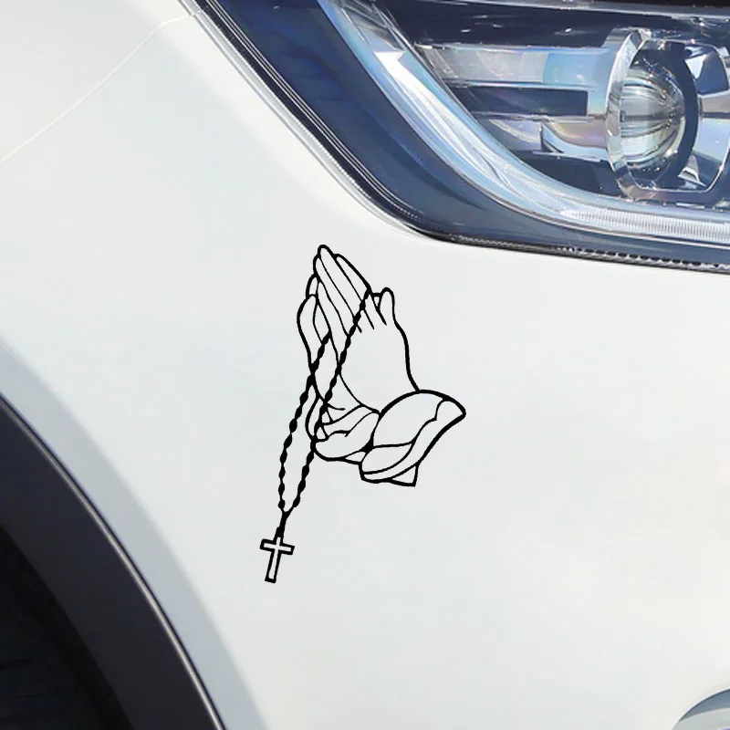 Веселый персонализированный наклейка на автомобиль с изображением молитвенной руки ПВХ для бампера, окна и всего кузова черно-белая 17см*10см.