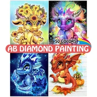 ab diamond painting colorful dragon cartoon 5d diy embroidery set handmade home decor mosaic square round rhinestone mural decor